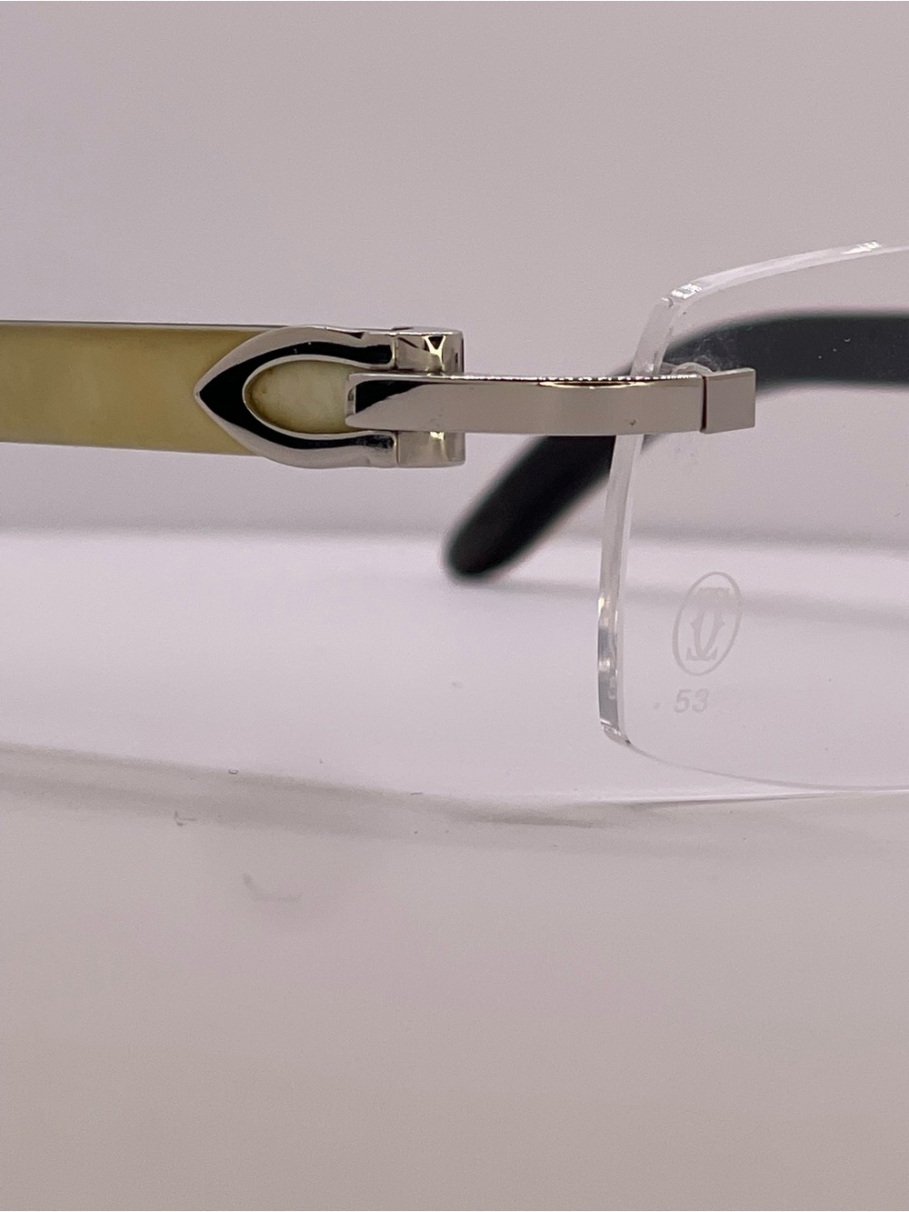 Cartier Platinum Buffalo Horn Rimless Glasses